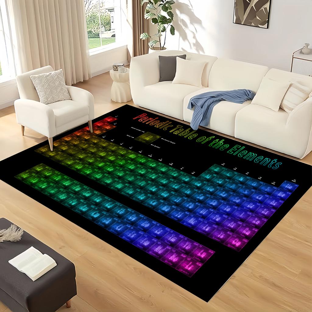 Retro Periodic Table of Elements Physics Formula Area Rug Carpet for Living Room Bedroom Home Decor,Non-slip for Sofa Doormat