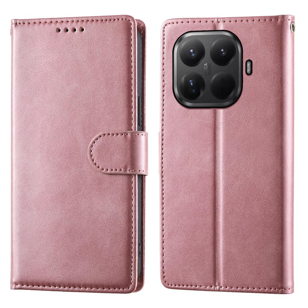 For Xiaomi 15T Pro Case Stand Wallet Calf Texture PU Leather Flip Phone Cover with Wrist Strap