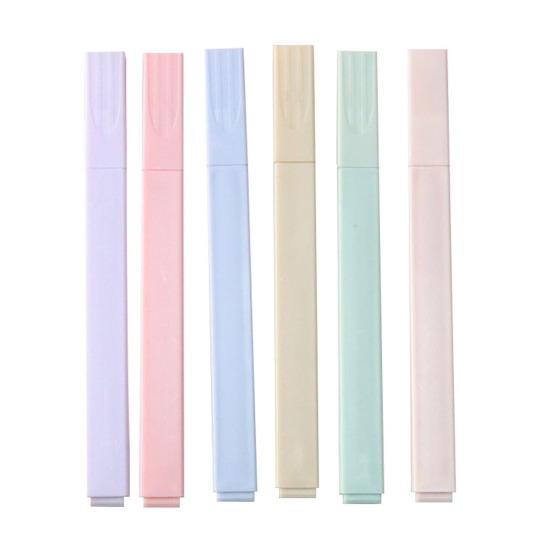 12Pcs/Set Highlighter Pens Non-Neon Pastel Colors Quick Dry Marking Pen Study Journaling Office School Supplies