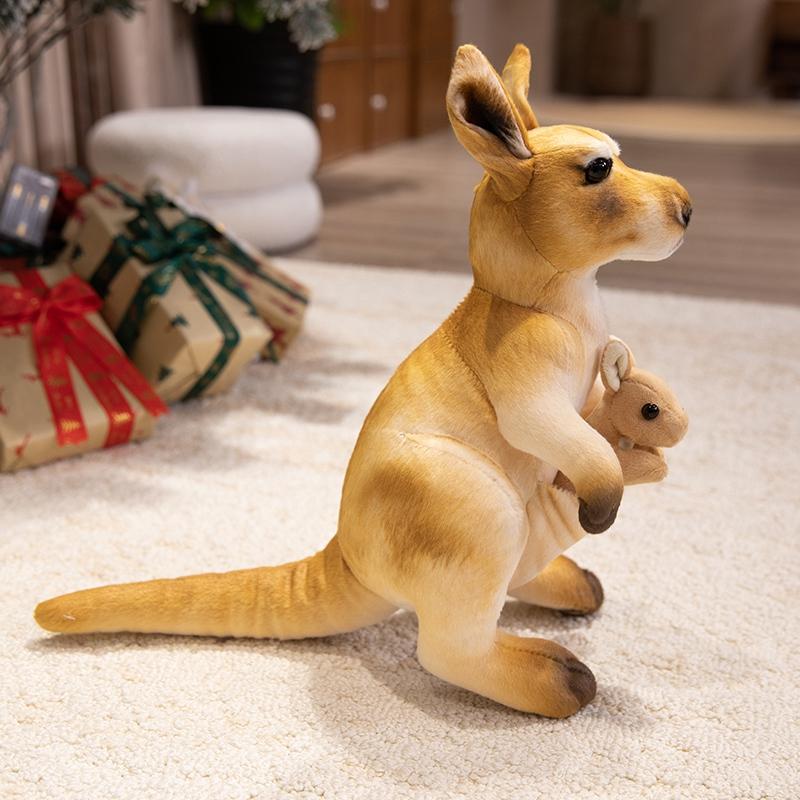 Cute And Charming Simulation kangaroo Plush Playthings Gentle Stuffed Animals Humorous Mother Kangaroo Birth Date Gifts 35cm коричневый