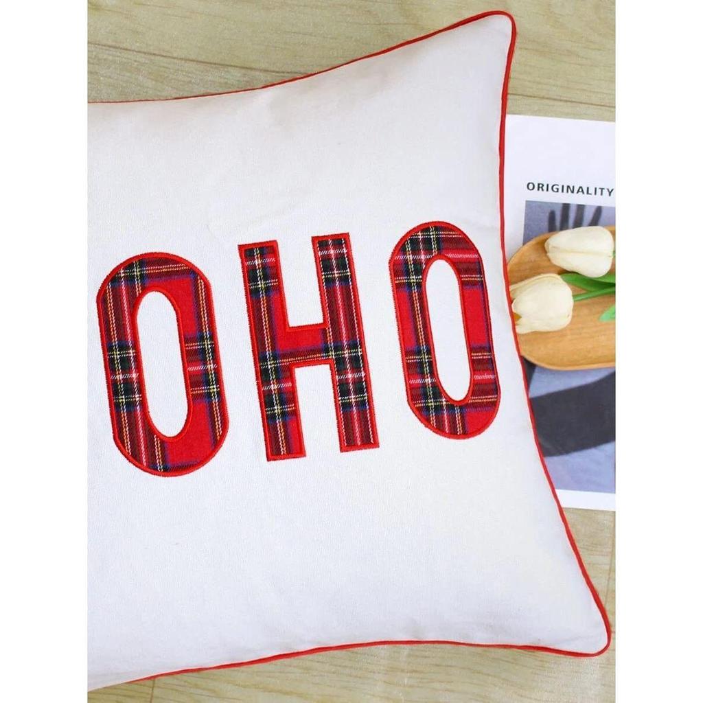 HOHO Christmas Embroidery Cushion for Living Room Sofa (Pack of 1, 16x16 Inch) Christmas Theme Cushion, Sofa Cushion, Christmas Decor