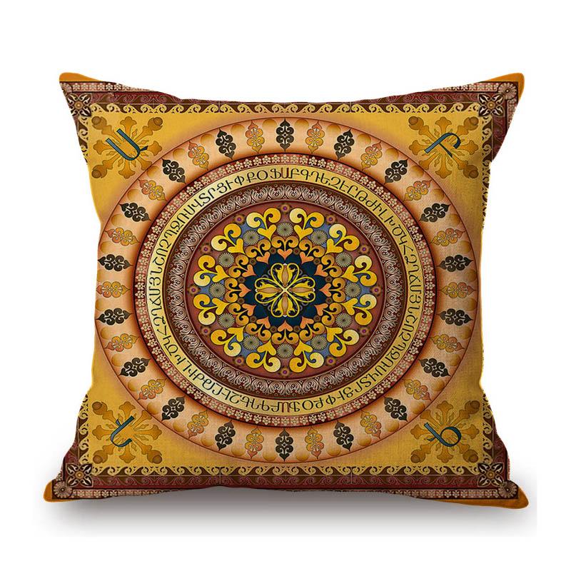 Special Sale Mandala Motif Bohemian Mediterranean Floral Plant Pattern Linen Home Decoration Pillow Case Sofa Cushion Cover Case