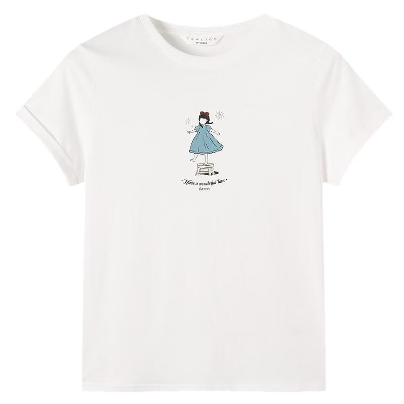 

TonLion Women s Cartoon Print Short-Sleeve T-shirt L