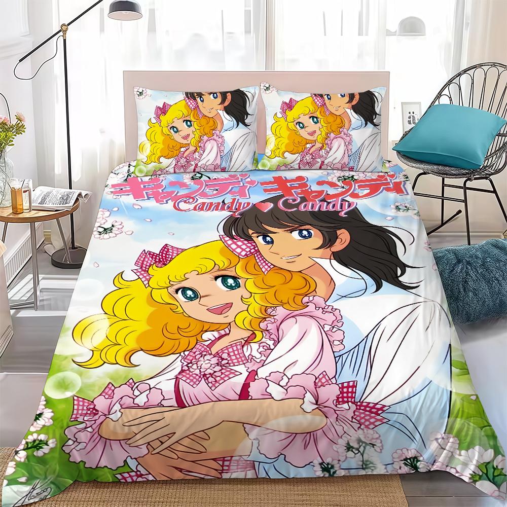 

Cartoon Classic Candy Candy Duvet Cover Set Home Style Bedding Soft Laundry Cotton Bed 3 Piece Set Student Dormitory Gift 135x200cm