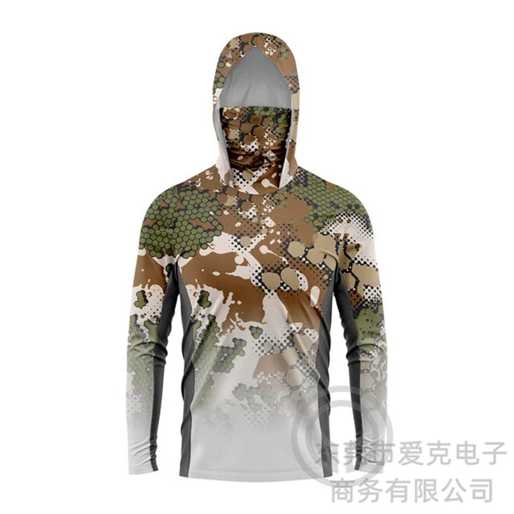 Fishing Suit Men's Summer Outdoor Fishing Suit Hooded with Mask Fishing Shirt Quick Drying Breathable Sunscreen