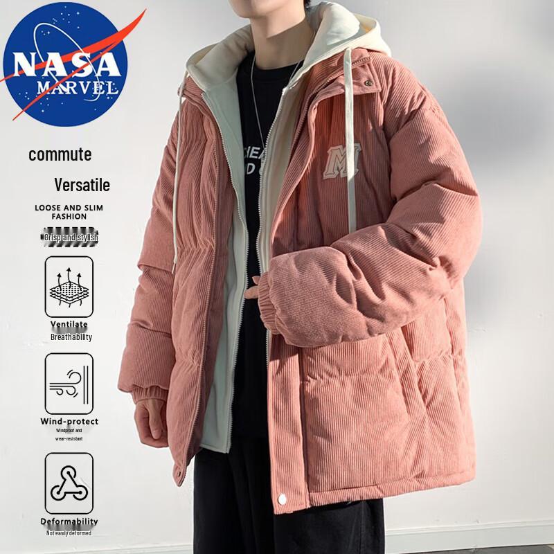 NASA MARVEL Men's Faux Two-Piece Hooded Padded Jacket