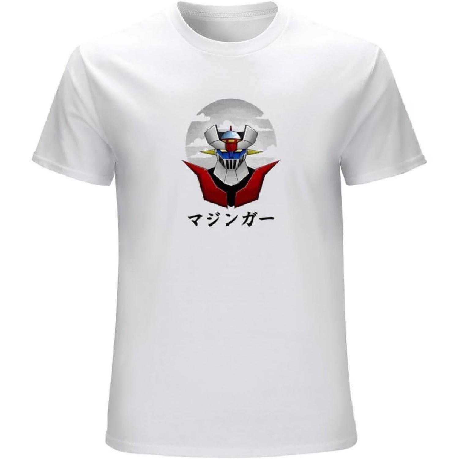 Mazinger Z T Shirt Men Anime T-Shirt Men Tops Boy Printed T-Shirt Overd Comic Fashion T-Shirt Hiphop T-Shirt White S