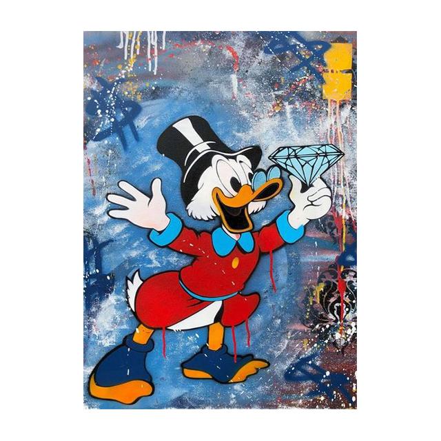 Donald Duck Diamond Painting Scrooge Mcduck Money Cartoon Graffiti Wall Poster Prints Living Room Home Pictures Decor