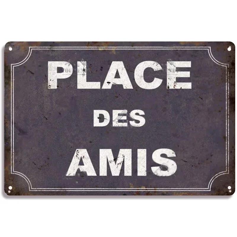 Vintage Funny Metal Tin Sighs Place Des Aperos Plaque For Bar, Pub, Club, Wall Decor, Iron Painting Retro Home Decorative Plate