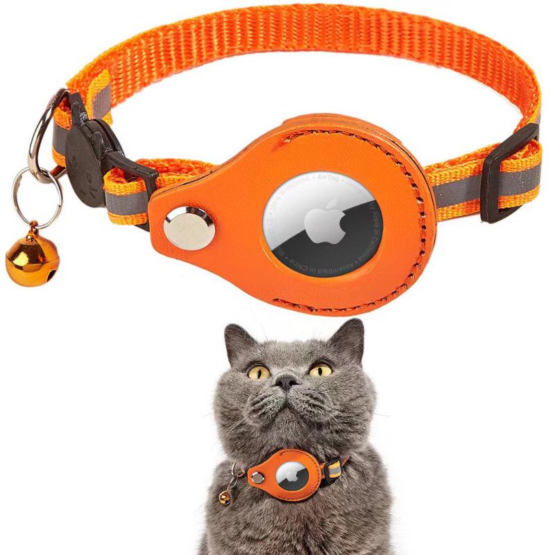 Reflective Cat Collar with Airtag Holder and Bell - Anti-Lost Tracker for Cats