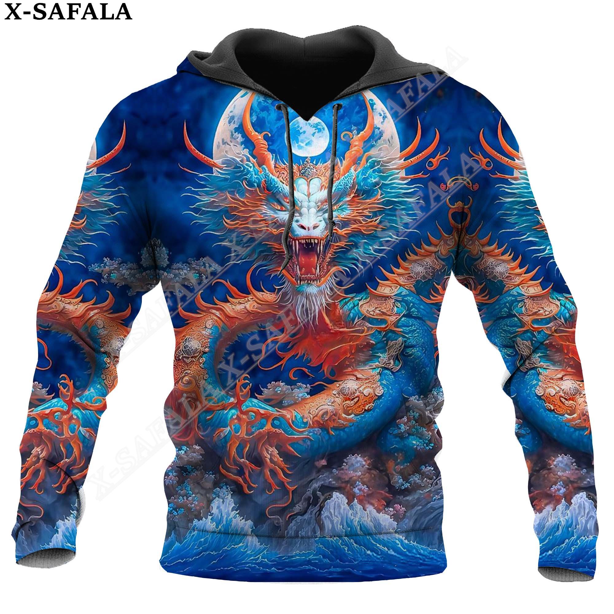 

Мифический дракон искусство луна 3D принт молния толстовка мужской женский пуловер толстовка с капюшоном куртка трикотажное пальто спортивные костюмы-1 S