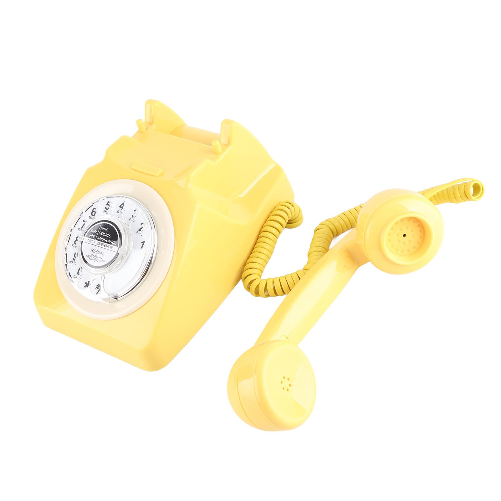 

Ретро-телефон с дисковым набором номера, винтажный стационарный телефон, настольный телефон(желтый) жёлтый