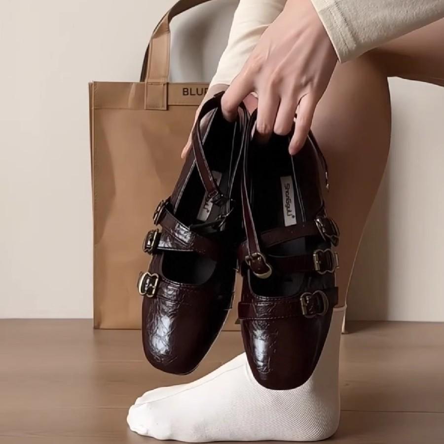 Mary Jane ballet shoes women's French bow round head 2025 super fire single shoes open spring flats