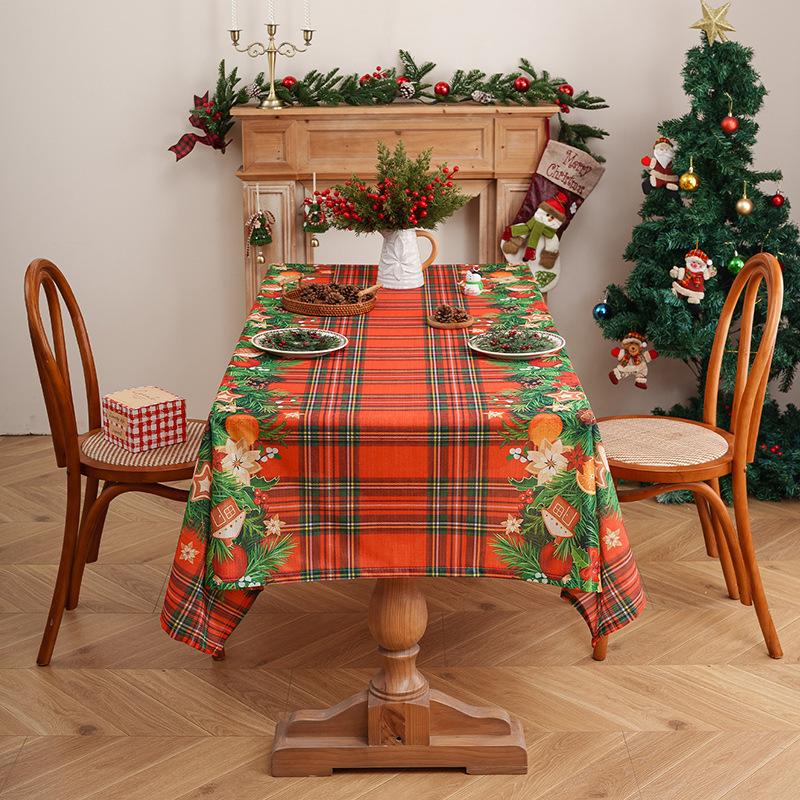 American Tablecloth Christmas Theme Table Cloth Printed Christmas Green Tablecloth Holiday Decorative Tablecloth Manufacturer