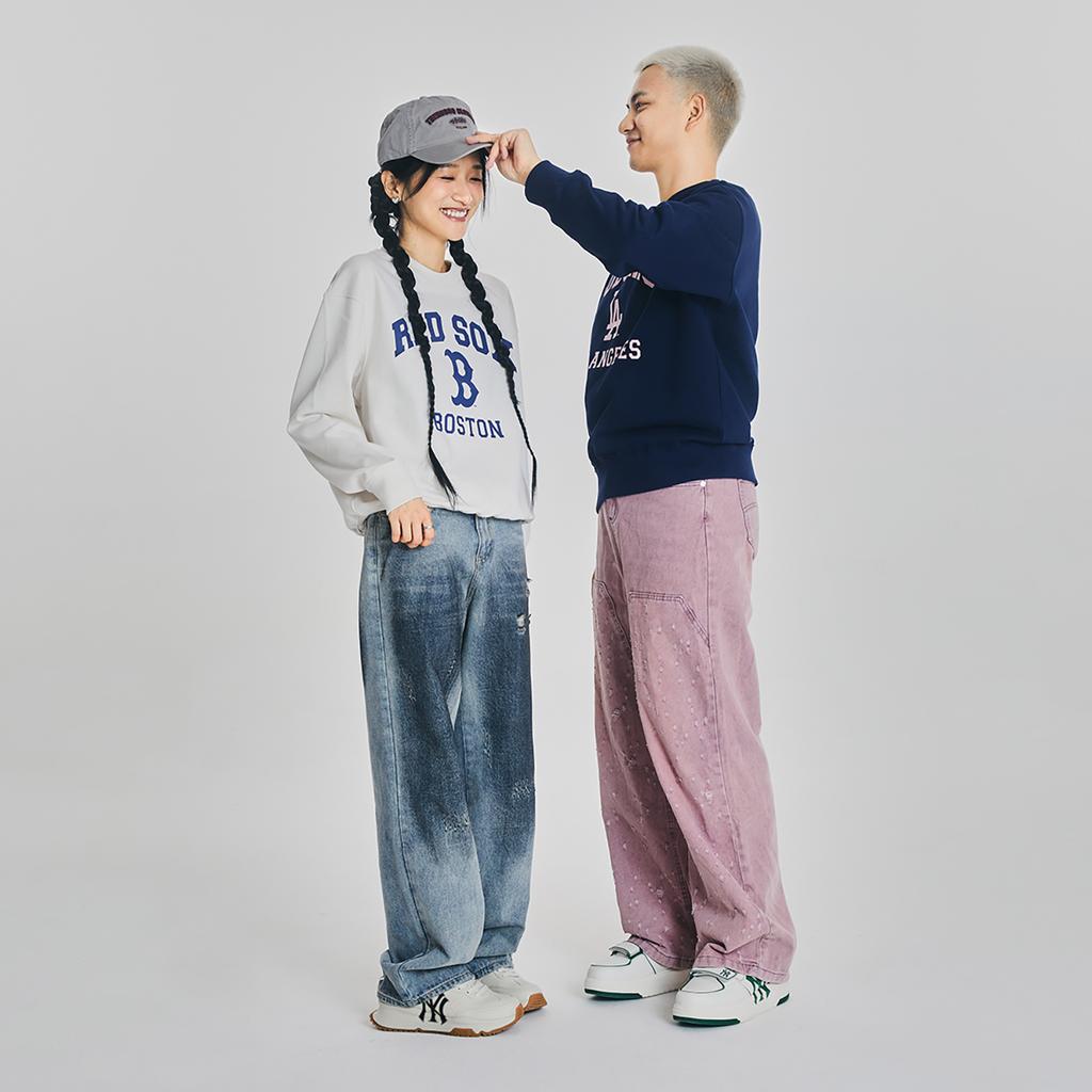 New MLB Sweatshirt Unisex Navy Blue 3AMTV0134-07NYS