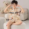 Boys Cotton Short Sleeve Pajama Set With Kimono Style Cardigan Cartoon Print Sleepwear Kids 8
