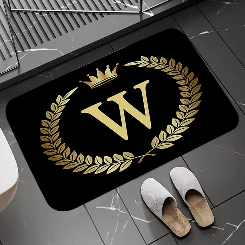 Disney Black Golden Crown Letter Floor Mats Non-slip Kitchen Rug Doormat Entrance Door Home Welcome Carpet Exquisite