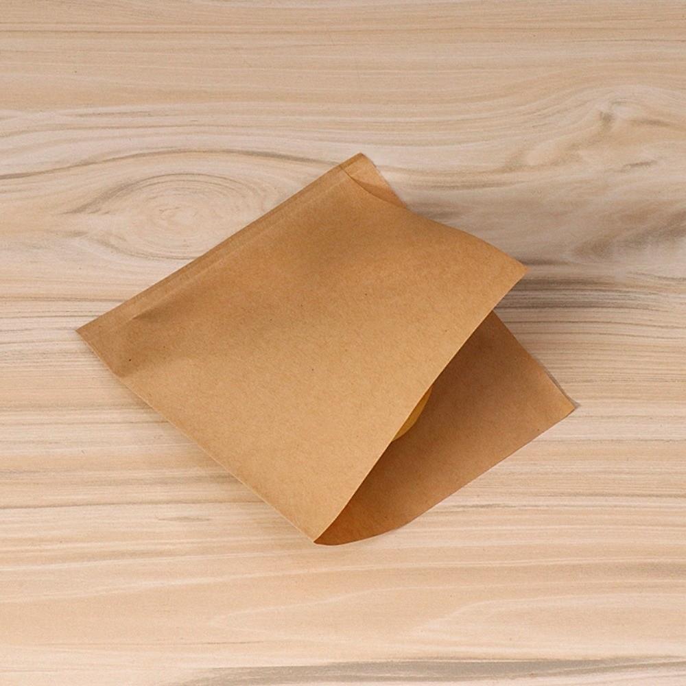 100Pcs Coated Greaseproof Oil Proof Bags Brown Kraft Paper Sandwich Packaging  Food Packing