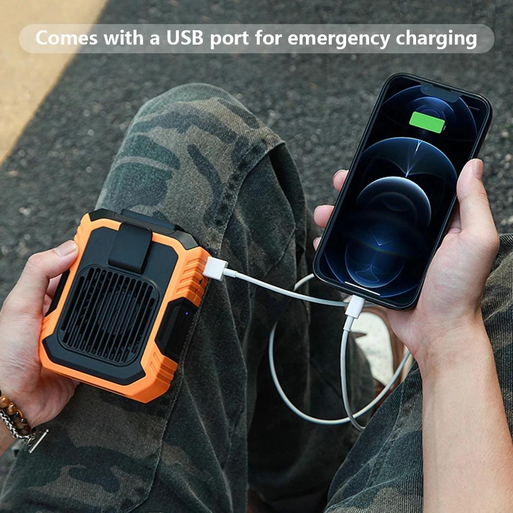 Portable Air Conditioner,Waist Clip Fan with 5-8H,Neck Fan,3 Speeds, USB Rechargeable,for Summer Outdoor Work Jobsite Hiking Fan
