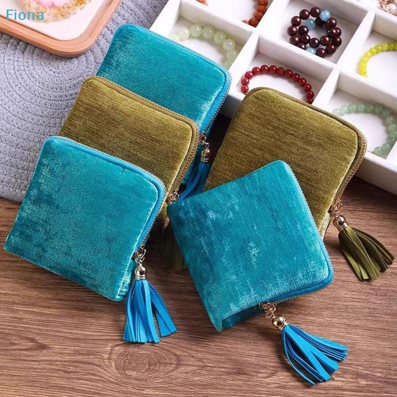 Sac de Rangement pour Bijoux avec Pendentif à Franges Fermeture Éclair Sac à Bijoux Grande Capacité Voyage Pochette de Rangement pour Bracelet en Cristal