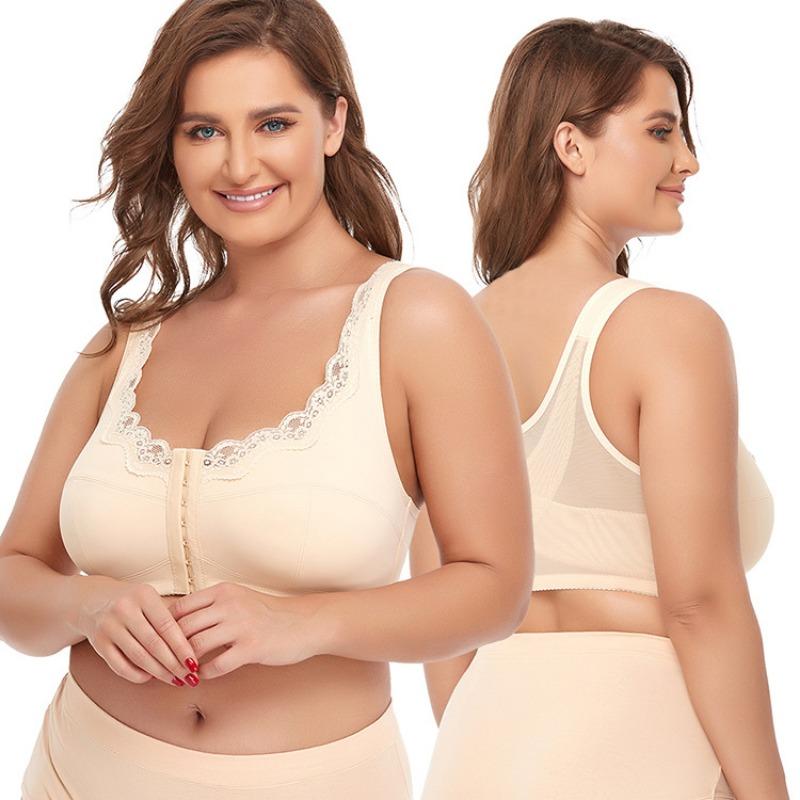 Wire-free Lace Large Cup Thin Plus Size Underwear European and American Large Size Bra