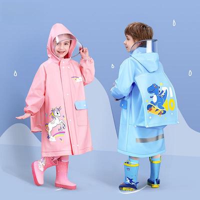 Gruby i wydłużony płaszcz przeciwdeszczowy dla dzieci z miejscem na plecak dla uczniów szkół podstawowych