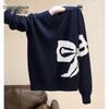 Women's Bow Jacquard Wool Blend Knit Top