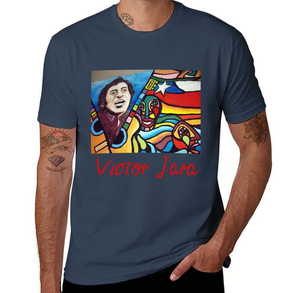 Victor Jara (Chile) Mural T-Shirt man t shirt cotton t shirt for man 100 percent cotton T-Shirt