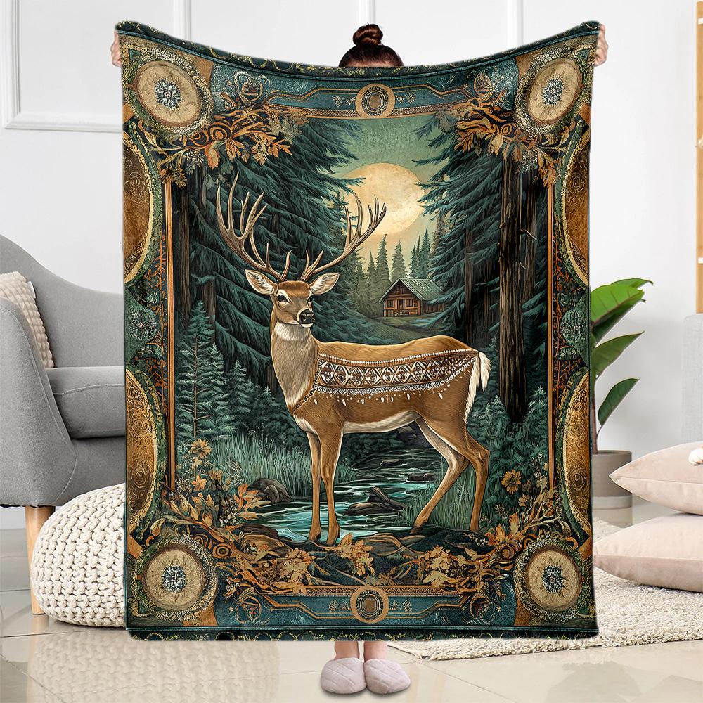 Deer In The Forest flannel,Lightweight,Flannel Blanket,Comfortable Blanket, Sofa Blanket, gift blankets,Holiday gift blanket Blankets