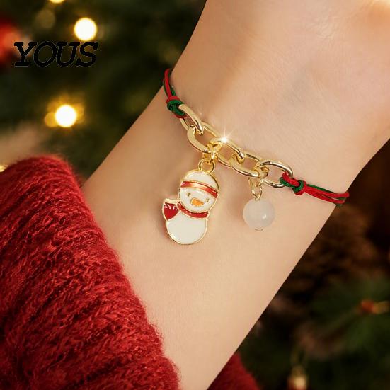 Wrist Accessories Christmas Bracelets, Red Green String Bracelet, Adjustable Charm Bracelet Luminous Wristbands with Glow in The Dark Bead for