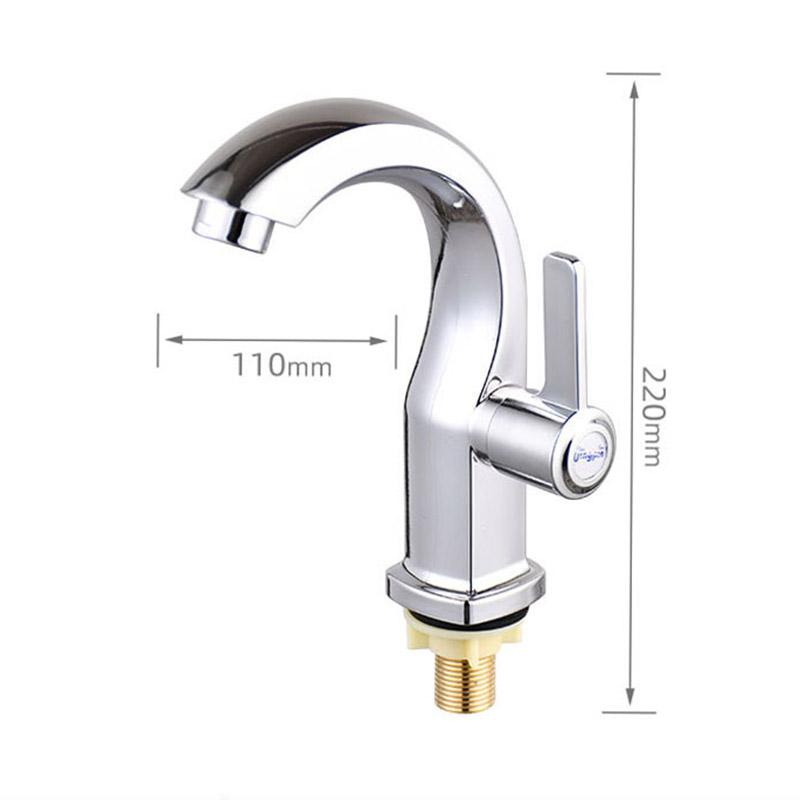 

Kitchen Faucet Moon-curved Basin Single Hole Single Cold Water Faucet Universal Interface Bathroom Hotel Basin Faucet серебряный
