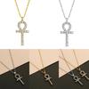 Amulet Talisman Ankh Cross Pendant Necklace Women Crystal Rhinestone Egypt Egyptian Key Life Religious Chain Jewelry Gift