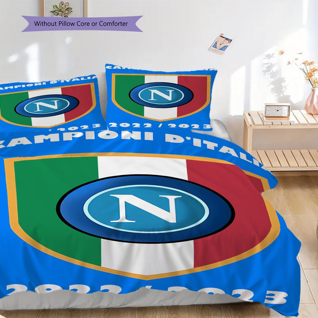 Set Copripiumino Trapuntato con Fantasia SSC Napoli Federa Decorazione per la Casa Regalo di Compleanno (1 * copripiumino + 2 * federa, senza nucleo)