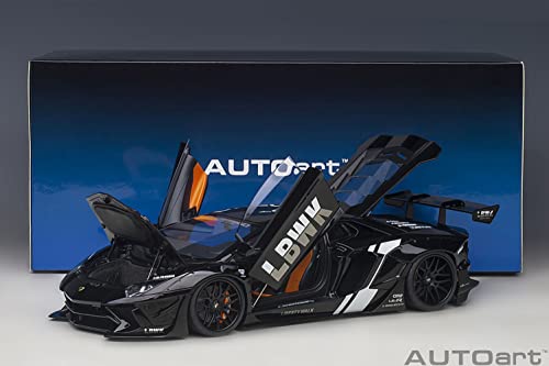 AUTOart 1/18 Scale Liberty Walk LB-WORKS Lamborghini Aventador Limited Edition Black (LBWK/Carbon Black Hood) Finished Model 79244