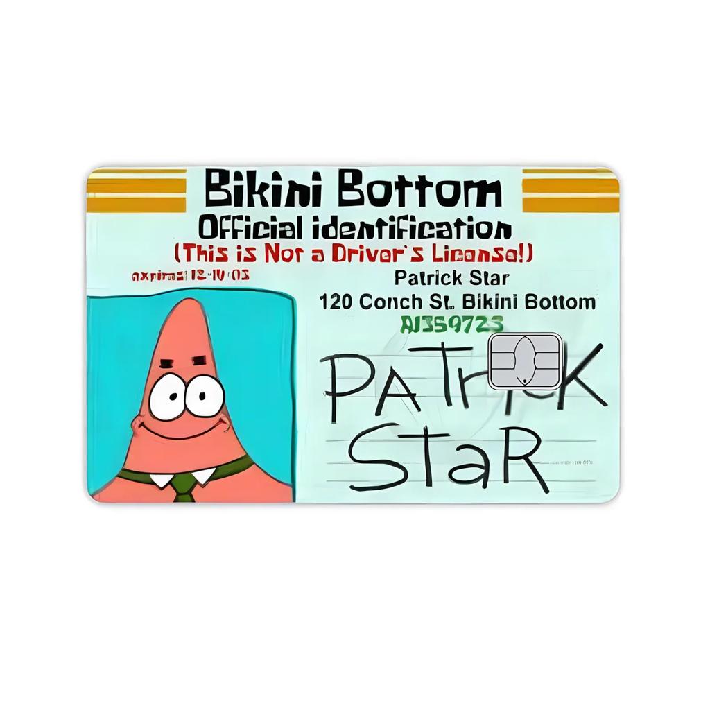 Name Spongebob Card Sticker Diy Kawaii Decor Exquisite Bank Cards Student Study Supplies Decals Patch Documents Birthday Gift