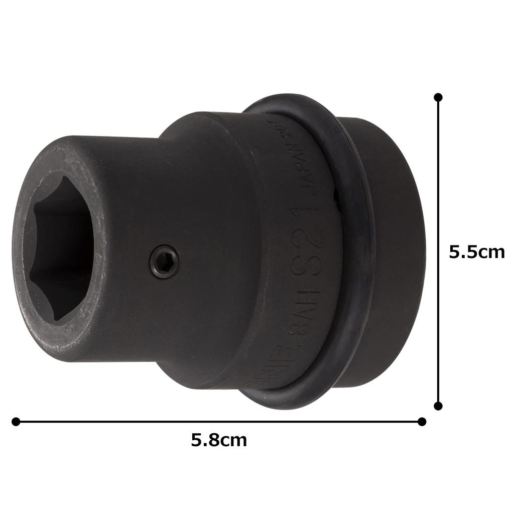TONE Impact Bit Socket 21mm Width (Interchangeable), 8AH-S21, 25.4mm (1") Drive,