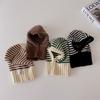 Winter Kids Scarf One-Piece Hat Fashion Striped Knit Ear Protection Hats Children Balaclava Headgear  Baby Hooded Beanie