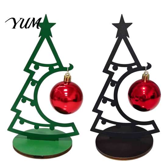 Small Metal Tree for Sideboard Christmas Table Decoration, Line Art Holiday Sculpture with Ritual Accessory Red Ball Ornament Xmas Party Desk, Shelf,