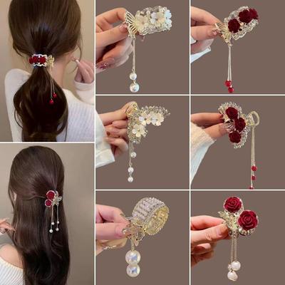 Anti-Collapse Hairpin Pearl Grab Clip Elegant Side Clip  Women