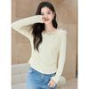 La Chapelle Women's Long-Sleeve T-Shirt with Beaded Tulle Collar