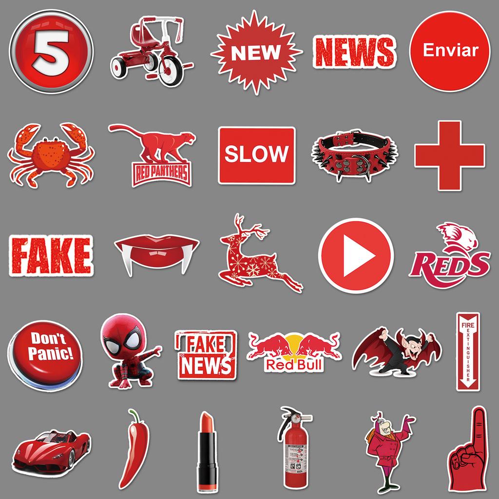 52 Red Cartoon Doodle Personalized Suitcase Suitcase Scooter Car Mobile Phone Waterproof Decorative Stickers