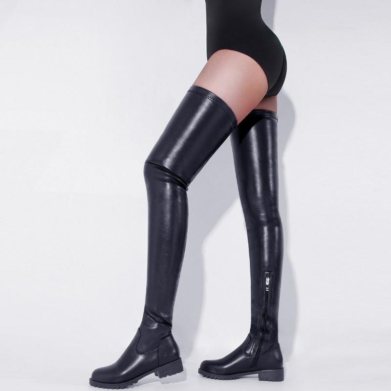2026 Frühjahr und Herbst Mode Damen Europäische und Amerikanische Überknielange Stiefel mit Seitenreißverschluss und niedrigem Absatz