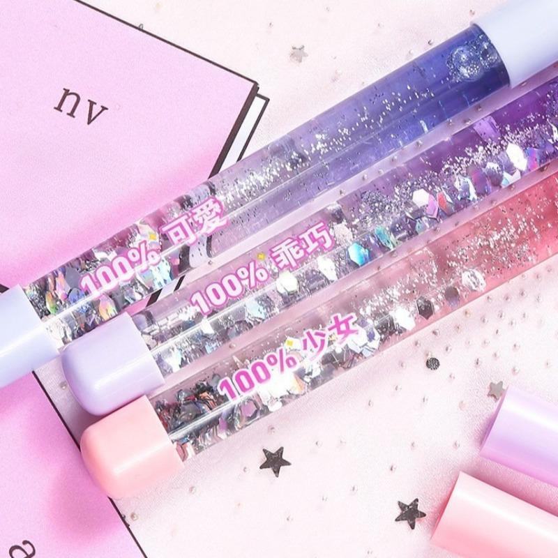 2Pcs Cute 0.5mm Ballpoint Pen luxury Drift Sand Glitter Crystal MultiColor Creative Ball Gift School Office Supplies