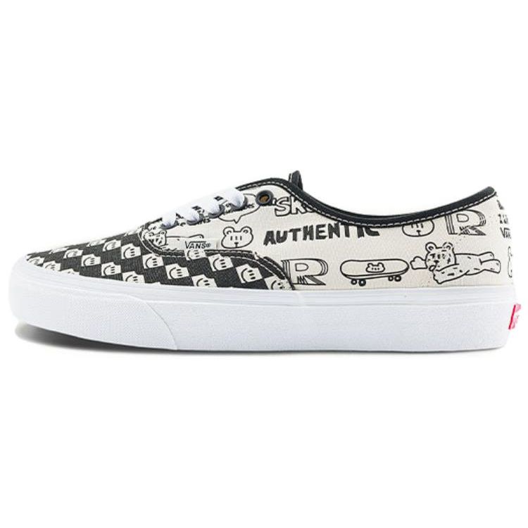 Vans Nuttsh X  Authentic Retro Street Fashion Low Top Canvas Shoes Unisex Sneakers Black White VN0A5KS9BPR