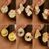 Design Sense Irregular Petal Stud Earrings, Fashionable Liquid Metal Pleated Round Imitation Pearl Earrings