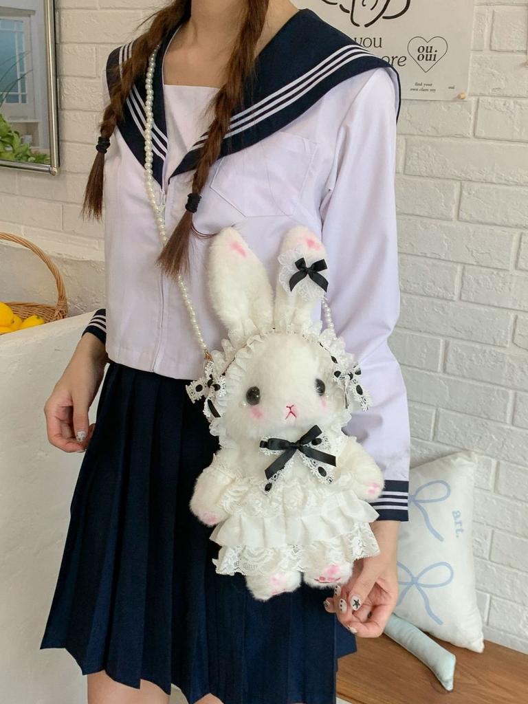 Lolita Plush Bunny Bag With Bow For Daily Use And Collectors Style