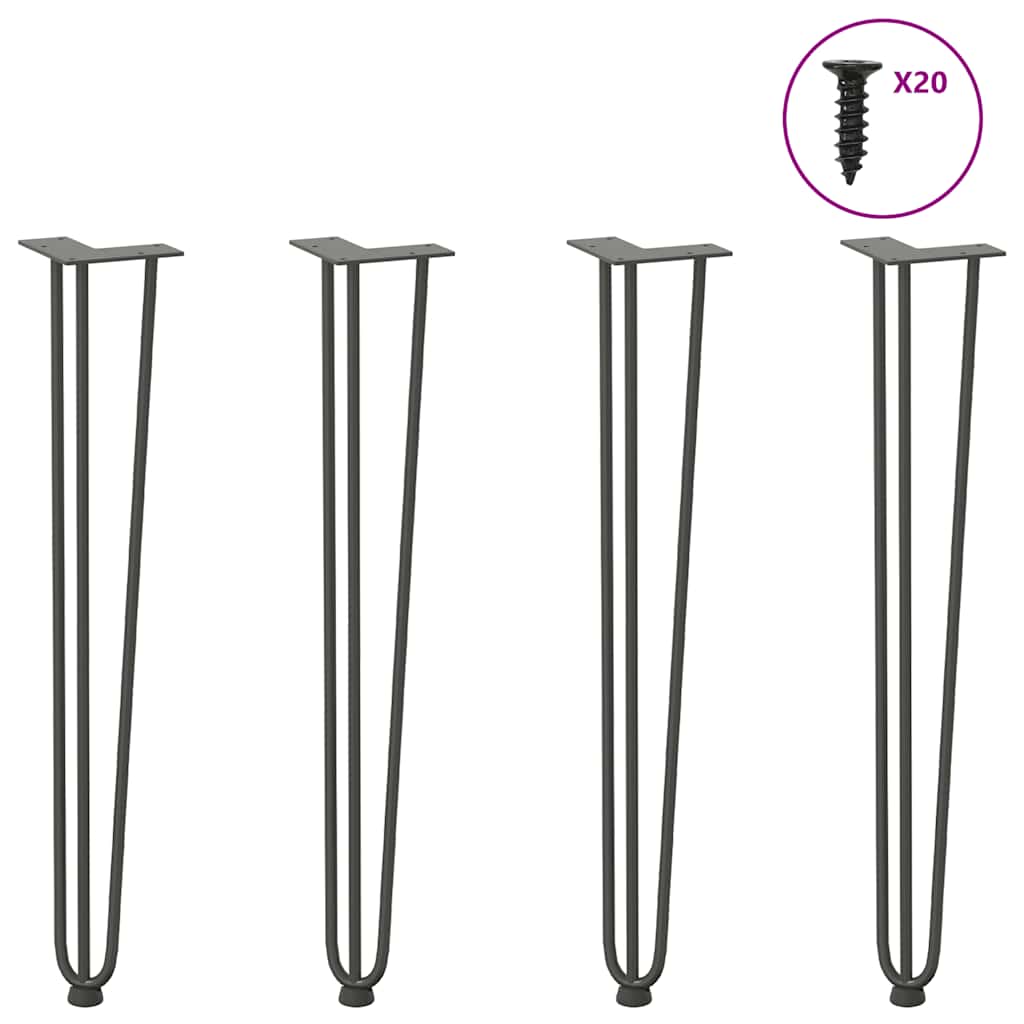 Vidaxl Nogi Do Stołu Hairpin, 4 Szt., Antracyt, 72 Cm, Lita Stal