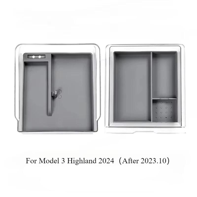 For Tesla New Model 3 Highland 2024 Central Control Storage Box Organizer Armrest Box Car Center Console Storage Silicone Pad