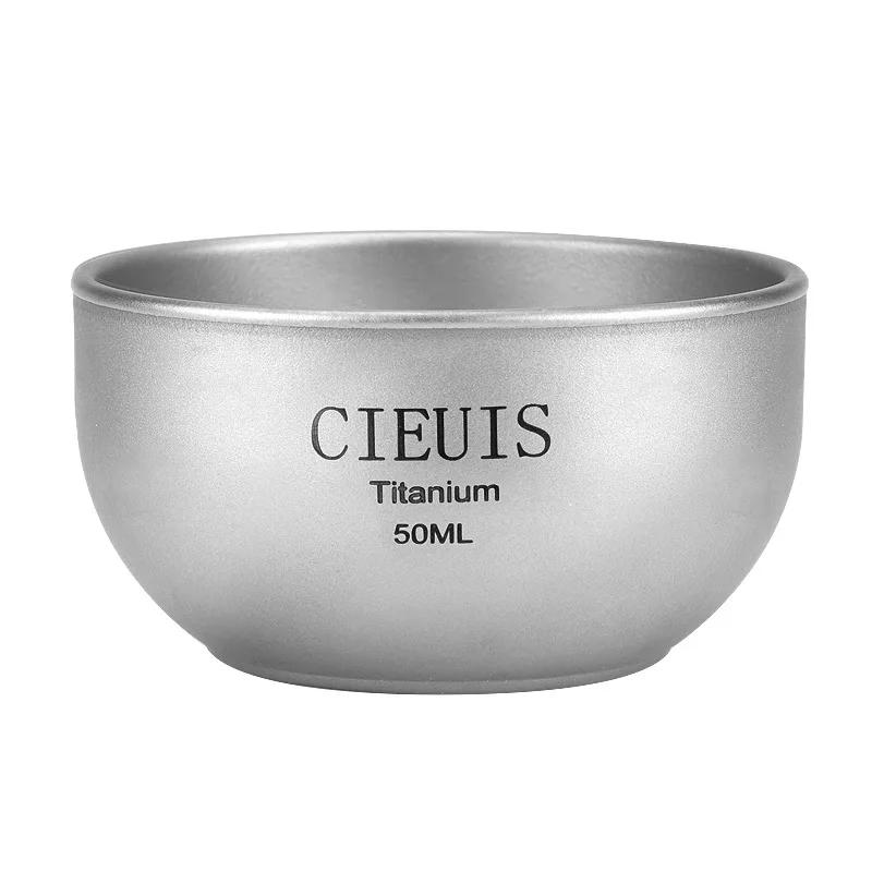 50mL Mini Coffee Cup Pure Titanium Double-layered Heat-insulating Coffee Cup Super Lightweight Wine Cup