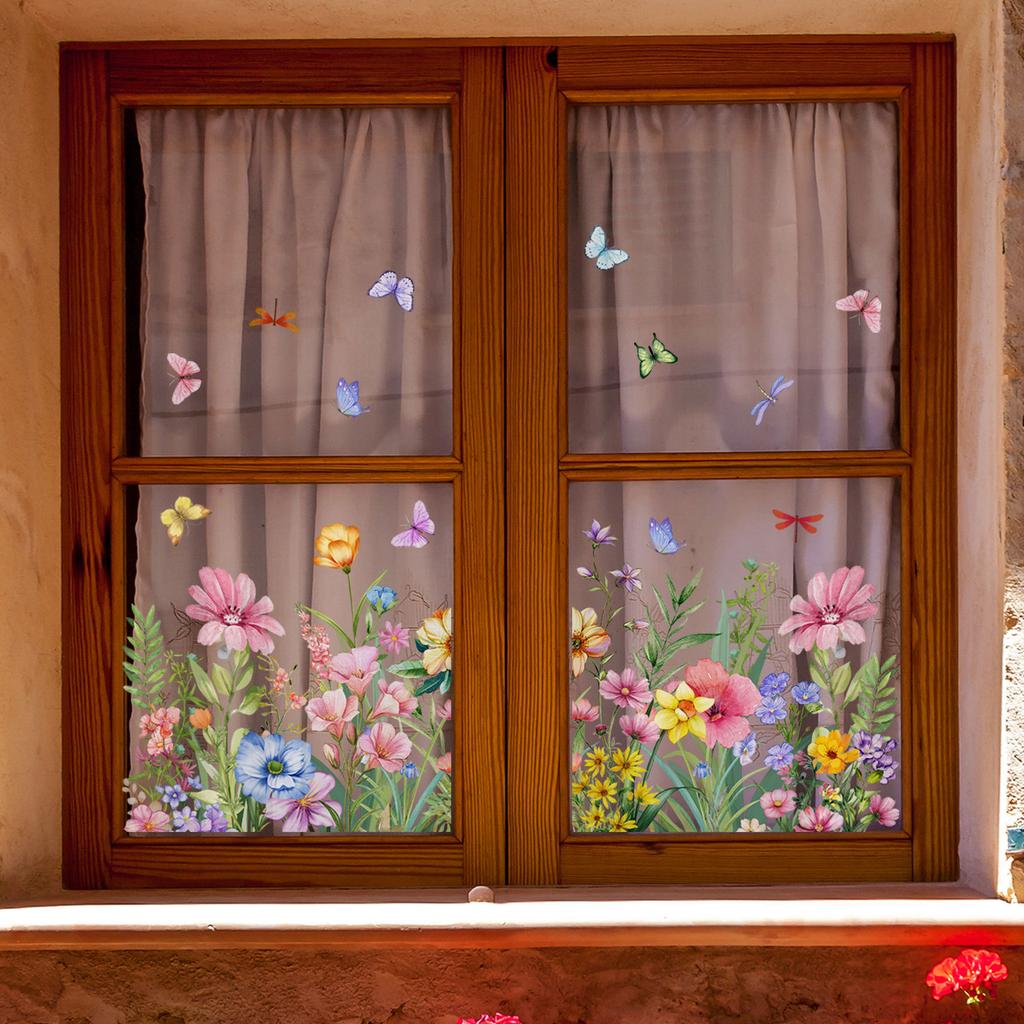 Floral Window Clings Window Decals Easy Damp-apply Installation